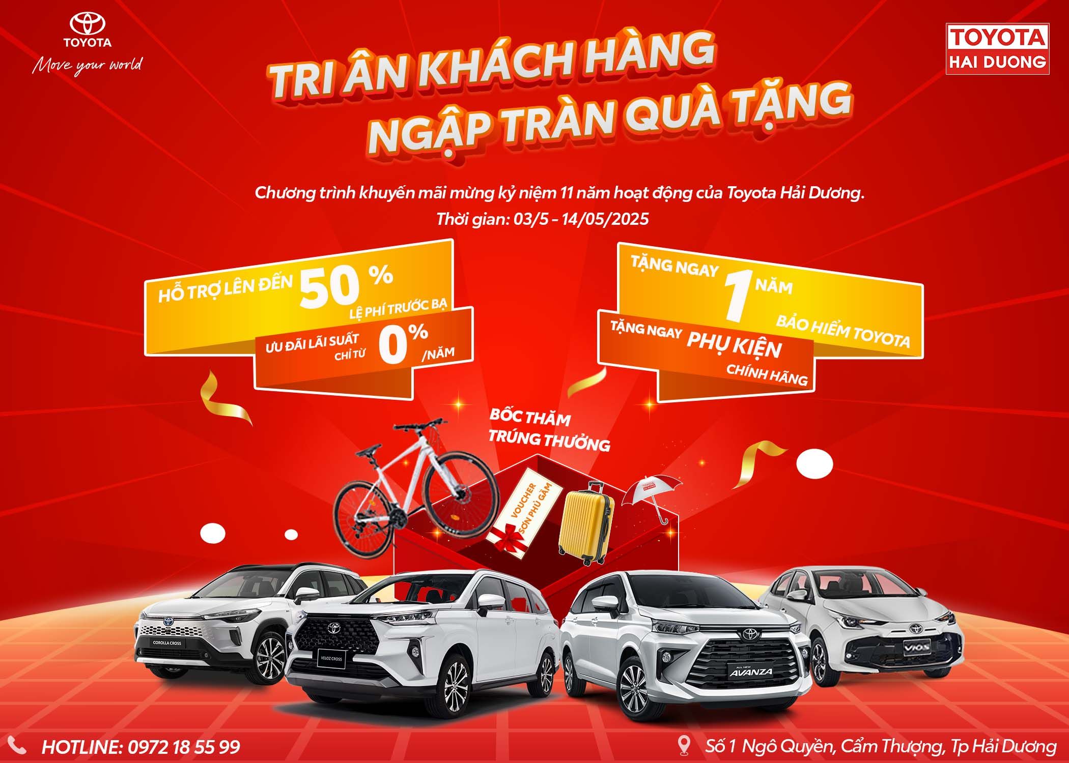CHƯƠNG TRÌNH KHUYẾN MÃI MỪNG KỶ NIỆM TOYOTA HẢI DƯƠNG 11 NĂM HOẠT ĐỘNG