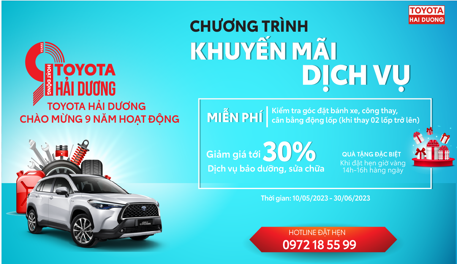 CHƯƠNG TRÌNH KHUYẾN MÃI DỊCH VỤ THÁNG 5-6/2023 TẠI TOYOTA HẢI DƯƠNG