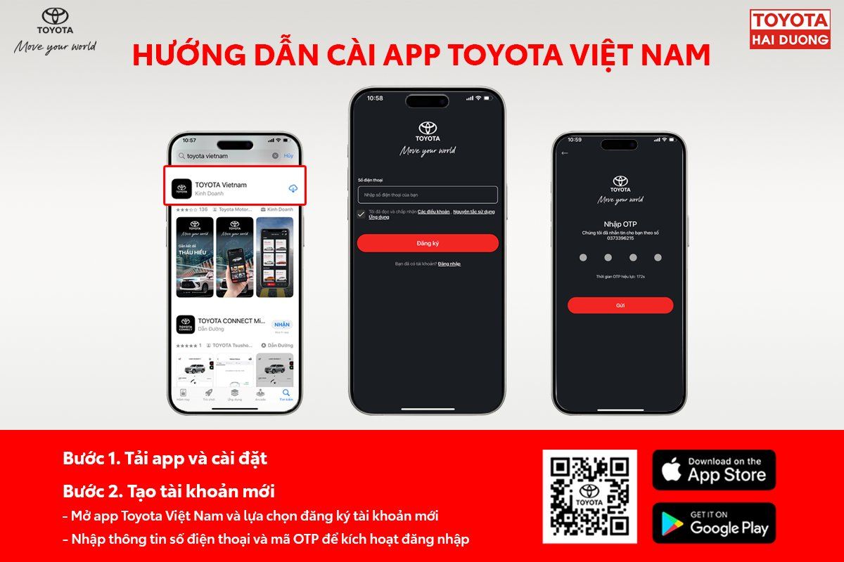 HƯỚNG DẪN CÀI ĐẶT APP TOYOTA VIỆT NAM