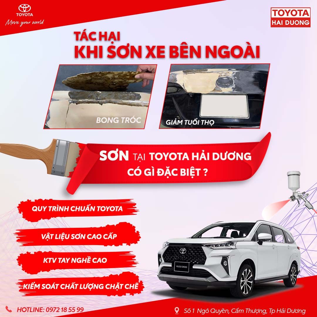 TÁC HẠI KHI SƠN XE BÊN NGOÀI VÀ KHÁC BIỆT KHI SƠN TẠI TOYOTA HẢI DƯƠNG
