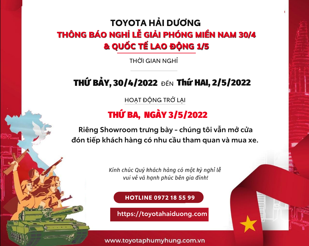 THÔNG BÁO NGHỈ LỄ 30/4 - 1/5