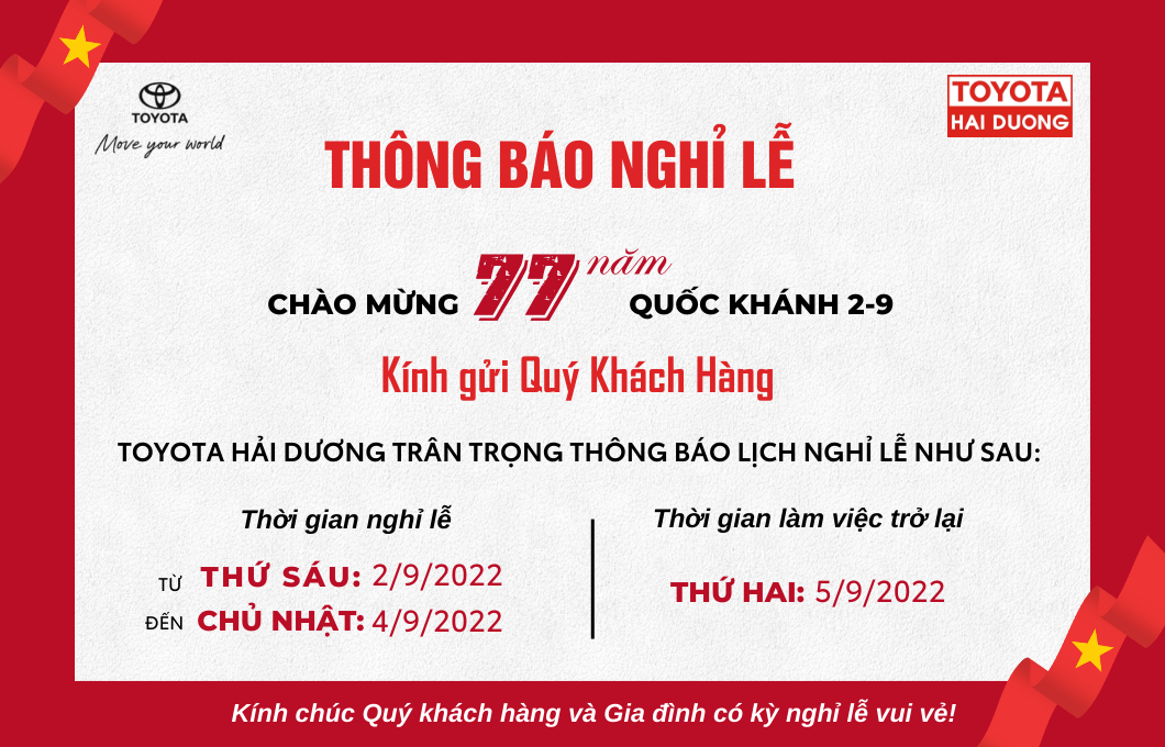 THÔNG BÁO NGHỈ LỄ QUỐC KHÁNH 2/9