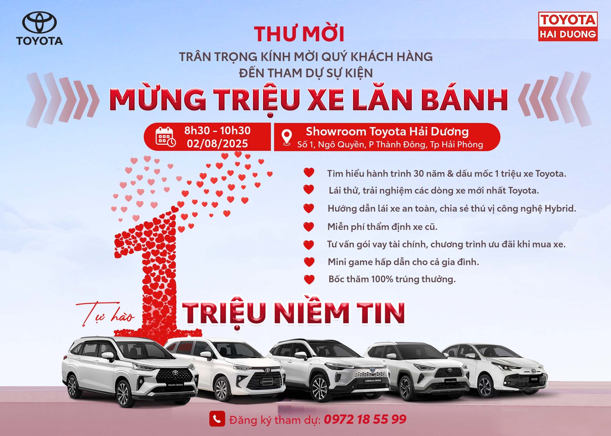 THƯ MỜI THAM DỰ SỰ KIỆN: MỪNG 1 TRIỆU XE TOYOTA LĂN BÁNH