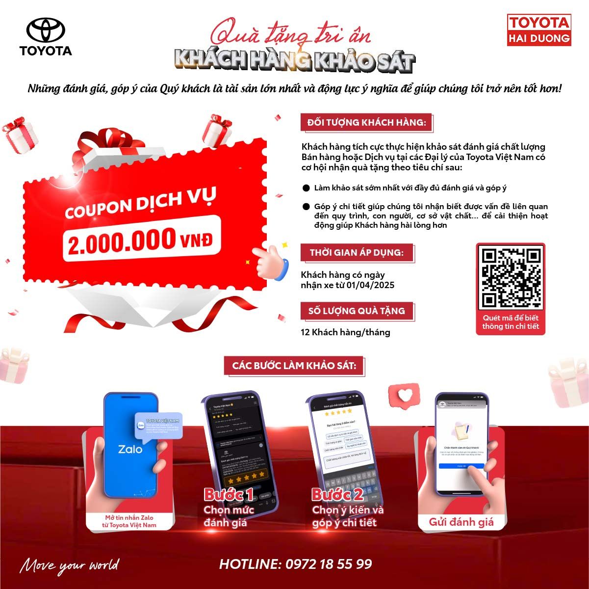 TOYOTA TRIỂN KHAI CHƯƠNG TRÌNH “QUÀ TẶNG TRI ÂN KHÁCH HÀNG KHẢO SÁT”