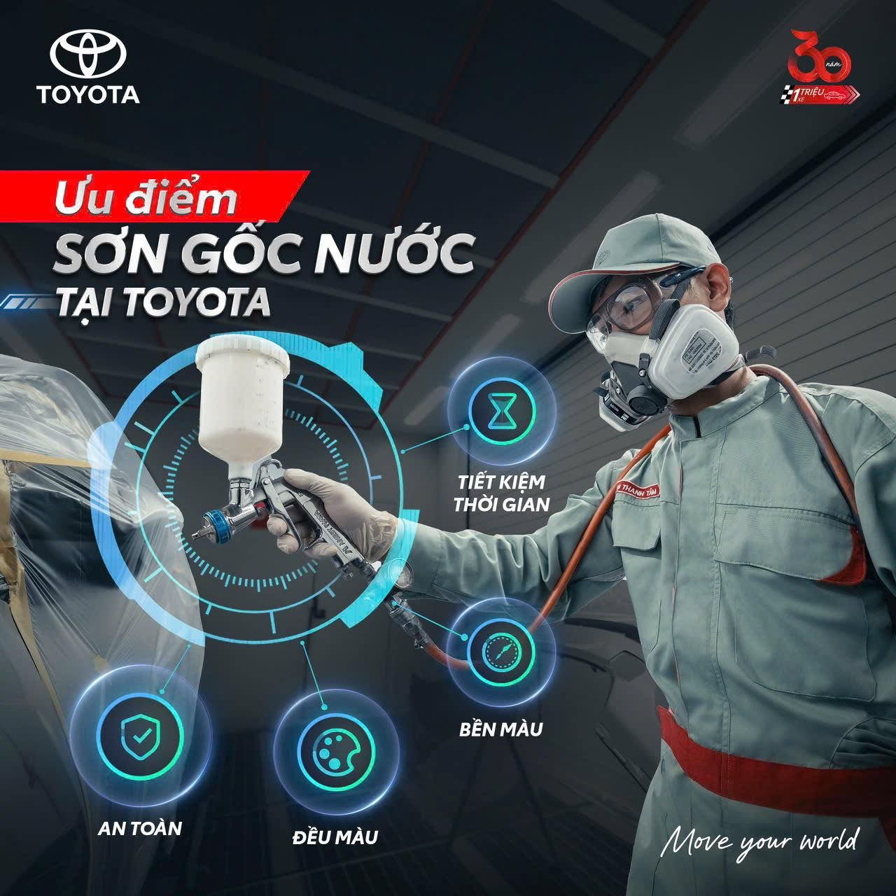 Ưu điểm vượt trội của sơn gốc nước trong dịch vụ Đồng sơn Toyota