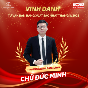 TOYOTA HẢI DƯƠNG VINH DANH BEST SELLER THÁNG 08/2025